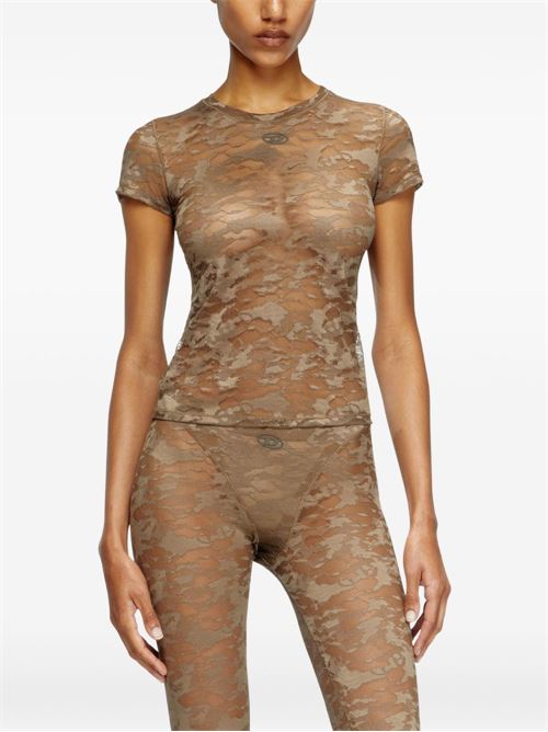 T-shirt donna Diesel Kasia-Utlt nera in pizzo camouflage DIESEL | A183150DRAK77N