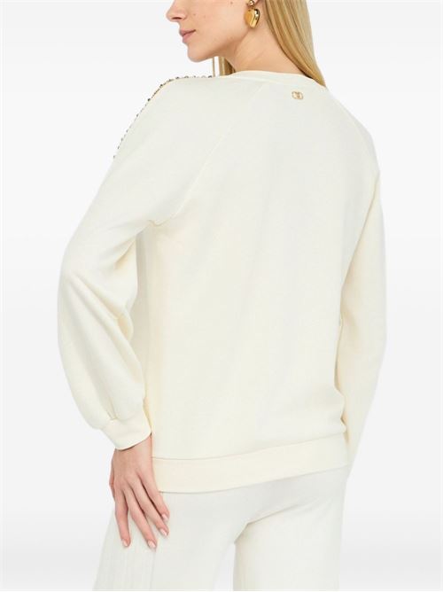 Felpa donna girocollo con strass LIU-JO | TF5114FS32110103