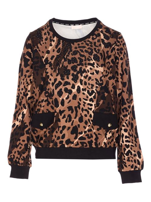 Felpa donna girocollo animalier LIU-JO | TF5124JS182M9701