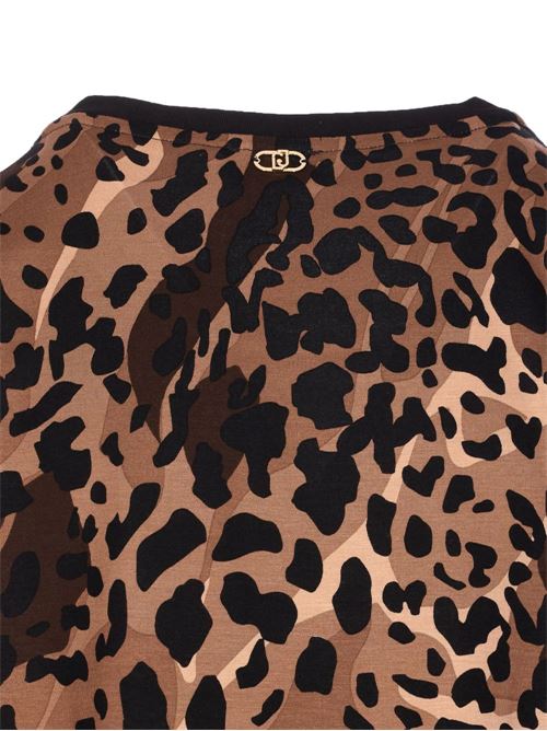 Felpa donna girocollo animalier LIU-JO | TF5124JS182M9701