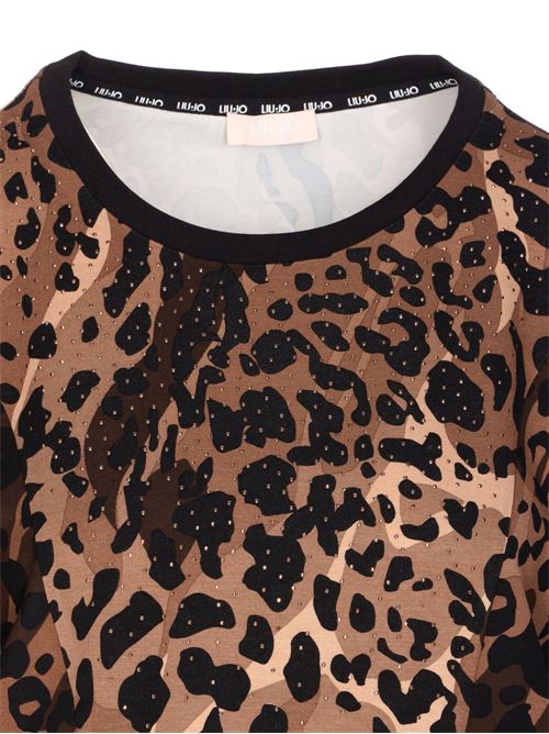 Felpa donna girocollo animalier LIU-JO | TF5124JS182M9701