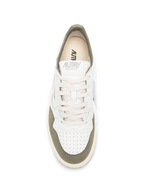 Sneakers uomo Autry Medalist verdi e bianche in pelle e camoscio AUTRY | AULMFT21