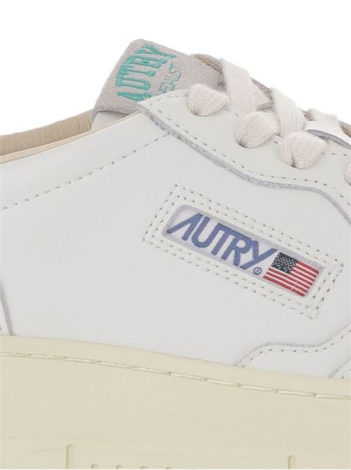 Sneakers uomo Autry bianche e grigie in pelle con scritta sul tallone AUTRY | AULMHJ01