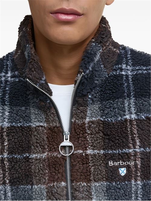 Pile Barbour da uomo in sherpa con fantasia tartan verde e rossa BARBOUR | MFL0187TN11