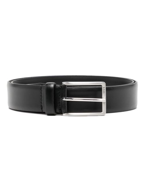Cintura uomo BOSS nera in pelle italiana con fibbia argento BOSS | 50491834001