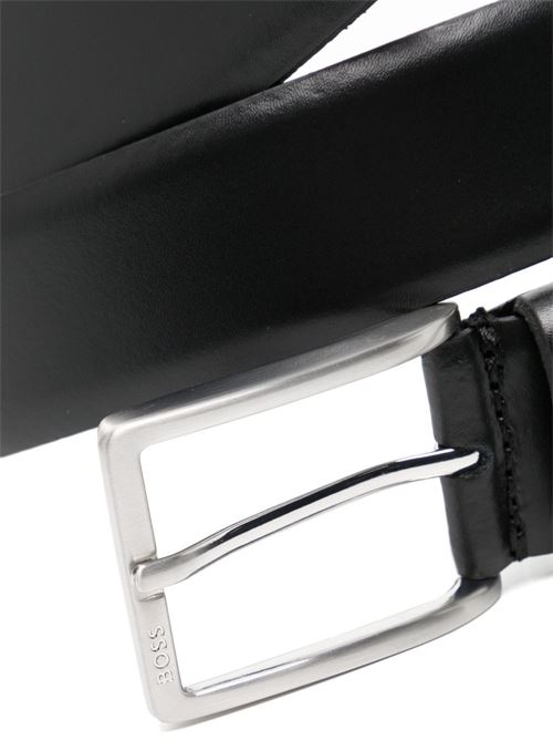 Cintura uomo BOSS nera in pelle italiana con fibbia argento BOSS | 50491834001