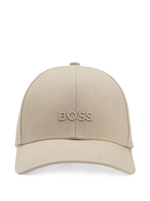Cappello uomo BOSS beige in cotone con mini logo BOSS | 50495121255