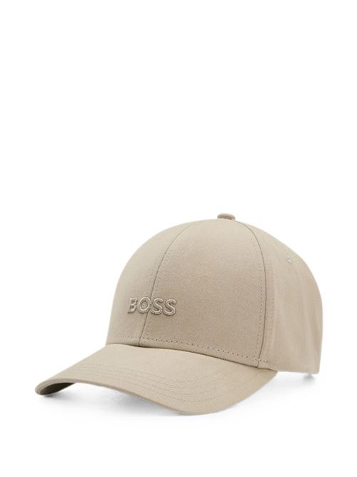 Cappello uomo BOSS beige in cotone con mini logo BOSS | 50495121255