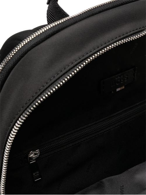 Zaino uomo BOSS nero multi tasche con dettagli in pelle BOSS | 50536485001