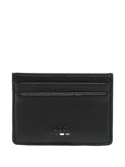 Portacarte uomo BOSS nero in ecopelle martellata BOSS | 50536513001