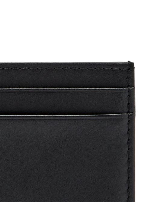 Portacarte uomo BOSS nero in pelle con logo BOSS | 50546166001