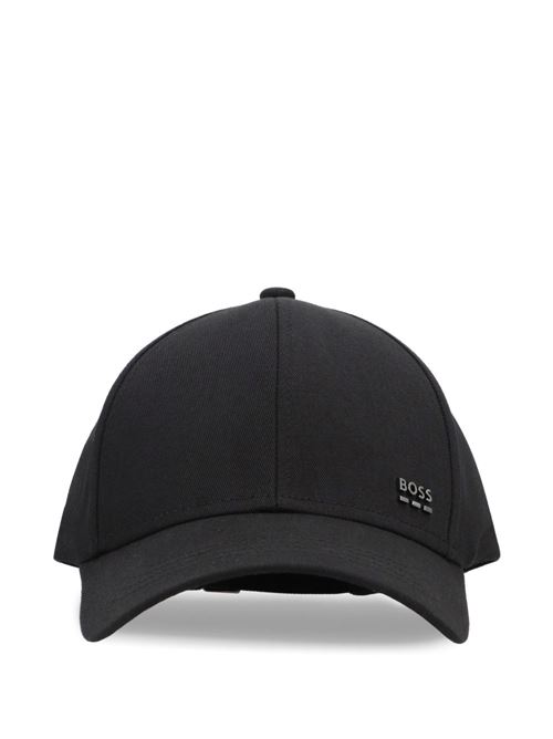 Cappello uomo BOSS nero in cotone con mini logo BOSS | 50555479001