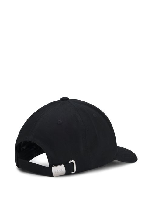 Cappello uomo BOSS nero in cotone con maxi logo ricamato BOSS | 50556418001