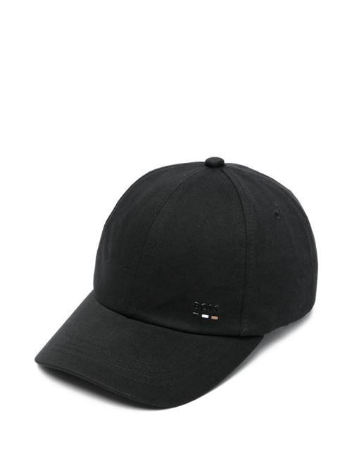 Cappello uomo BOSS nero in cotone con logo laterale BOSS | 50556435001