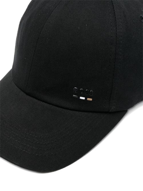 Cappello uomo BOSS nero in cotone con logo laterale BOSS | 50556435001