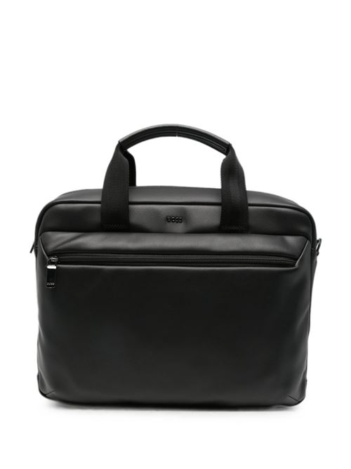 Borsa portacomputer BOSS Jace da uomo nera con doppio manico e tracolla BOSS | 50567865001