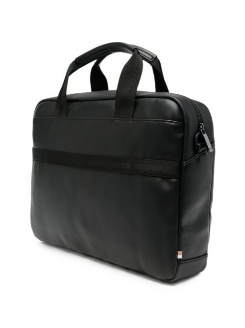 Borsa portacomputer BOSS Jace da uomo nera con doppio manico e tracolla BOSS | 50567865001