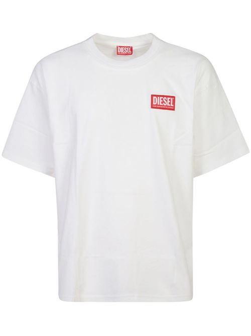 T-shirt uomo Diesel bianca T-Box con logo rosso DIESEL | A149470NIAR100