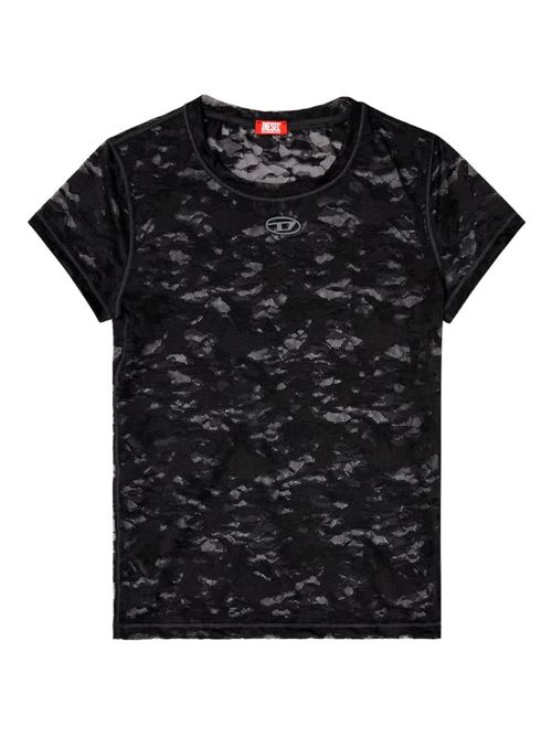 T-shirt donna Diesel Kasia-Utlt nera in pizzo camouflage DIESEL | A183150DRAK900