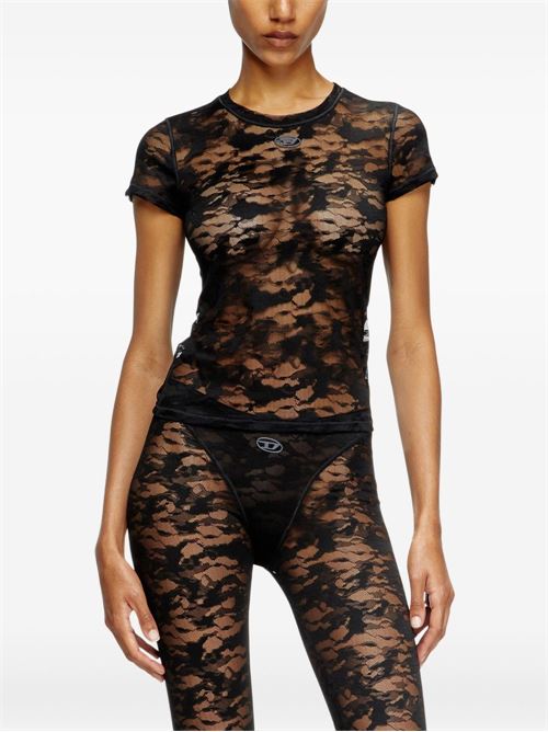 T-shirt donna Diesel Kasia-Utlt nera in pizzo camouflage DIESEL | A183150DRAK900