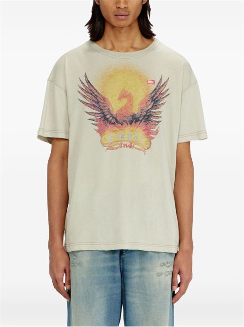 T-shirt uomo Diesel T-Norm-AA1 sabbia con stampa Phoenix DIESEL | A222110NJCF77F