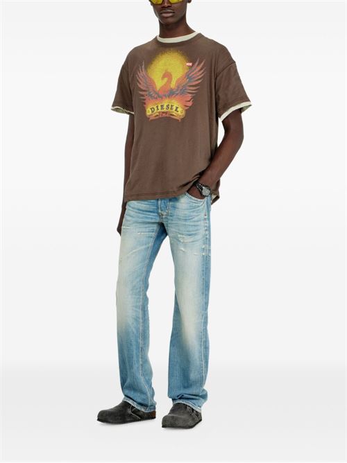 T-shirt uomo Diesel T-Norm-AA1 marrone con stampa Phoenix DIESEL | A222110NJCF97R