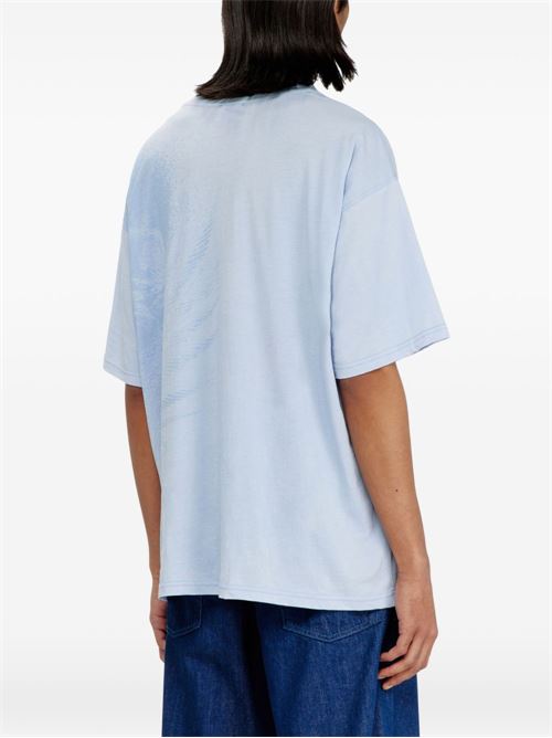 T-shirt uomo Diesel celeste con stampa maxi DIESEL | A222450AGCU85W