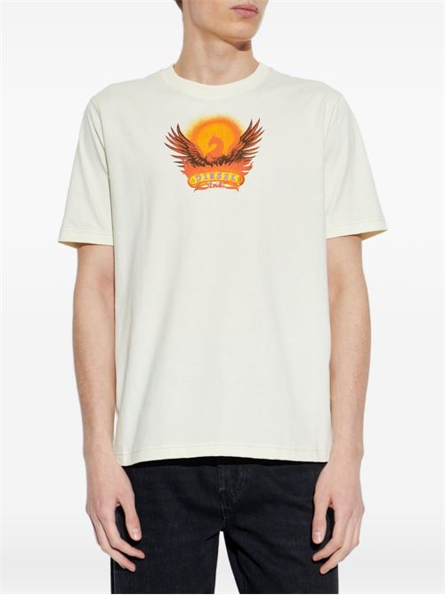 T-shirt uomo Diesel panna con piccola stampa fenice DIESEL | A228320EFBS141A