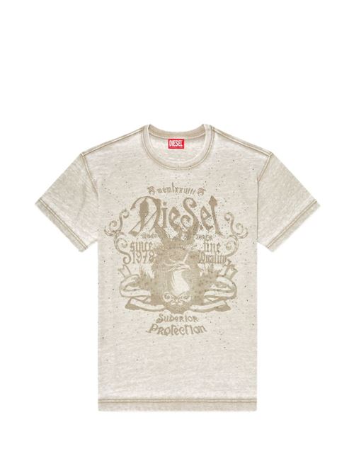 T-shirt uomo Diesel grigia con stampa e borchie DIESEL | A228870PLBQ77FA