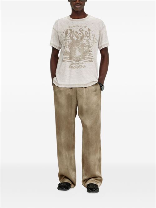 T-shirt uomo Diesel grigia con stampa e borchie DIESEL | A228870PLBQ77FA