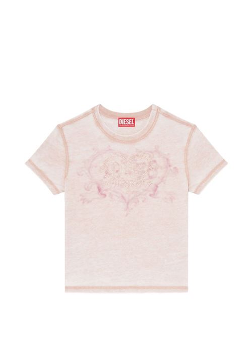 T-shirt donna Diesel rosa con strass DIESEL | A232400PLBQ7EK