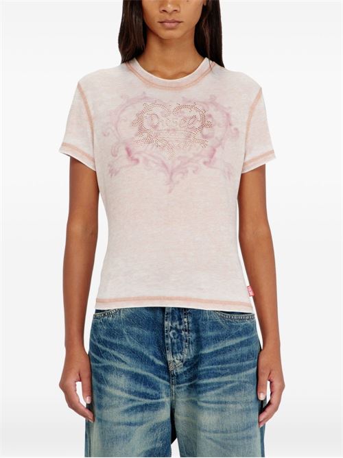 T-shirt donna Diesel rosa con strass DIESEL | A232400PLBQ7EK