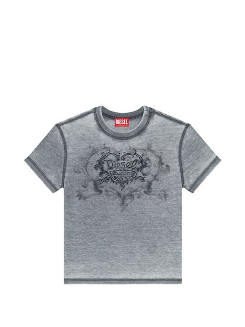 T-shirt donna Diesel grigia con strass DIESEL | A232400PLBQ97W