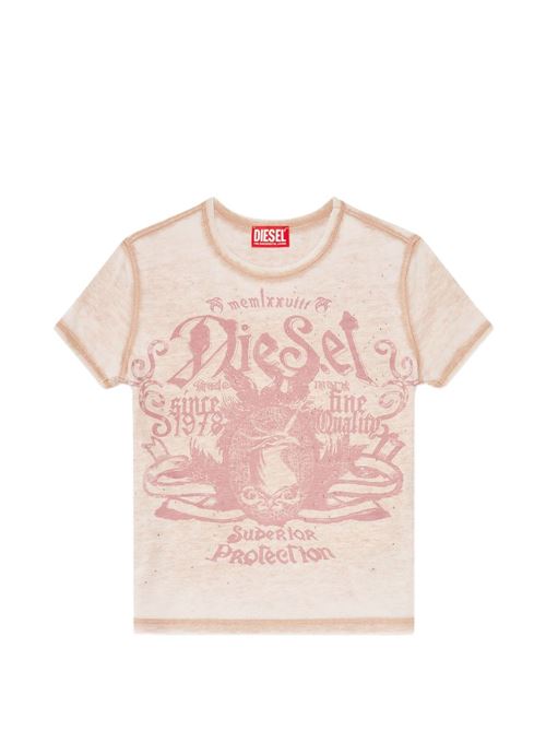 T-shirt donna Diesel rosa con stampa e strass DIESEL | A233290PLBQ7EK