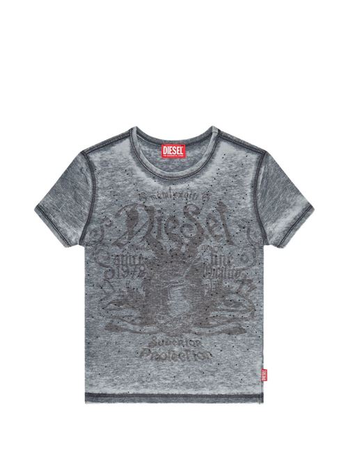 T-shirt donna Diesel T-Uncuties grigia con stampa e strass DIESEL | A233290PLBQ97W