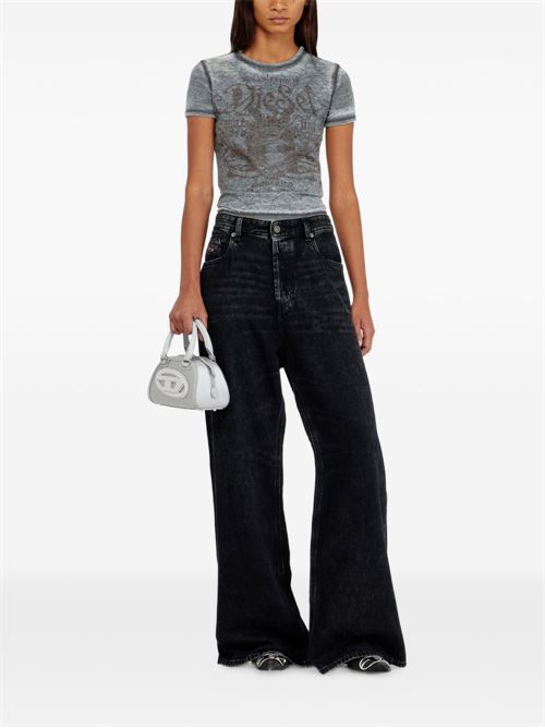 T-shirt donna Diesel T-Uncuties grigia con stampa e strass DIESEL | A233290PLBQ97W