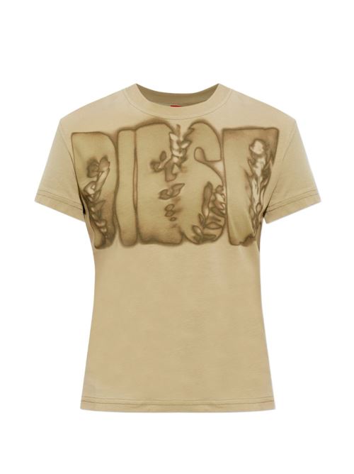 T-shirt donna Diesel T-Ila sabbia con maxi scritta frontale DIESEL | A234170JMBD5LE