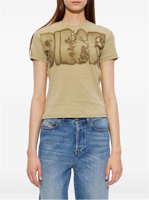 T-shirt donna Diesel T-Ila sabbia con maxi scritta frontale DIESEL | A234170JMBD5LE