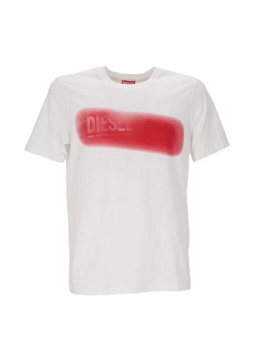 T-shirt uomo Diesel bianca con stampa sfumata rossa DIESEL | A251210QIAM100