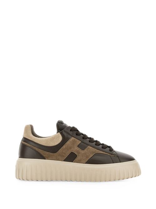 Sneakers uomo Hogan H-Stripes marroni e beige in pelle e suede HOGAN | HXM6450FE91N1M760Y.
