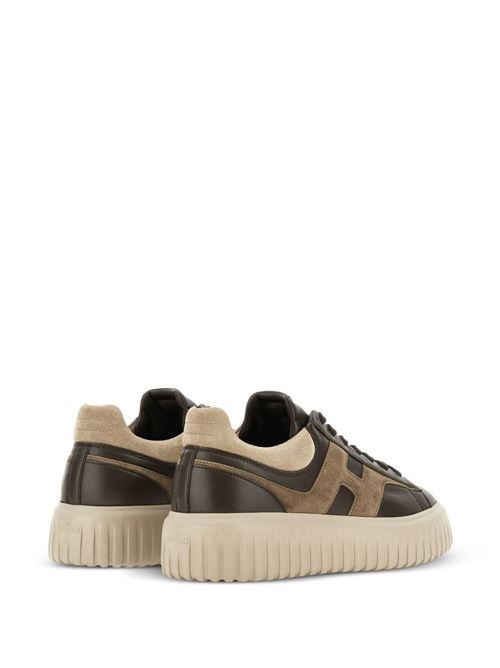 Sneakers uomo Hogan H-Stripes marroni e beige in pelle e suede HOGAN | HXM6450FE91N1M760Y.