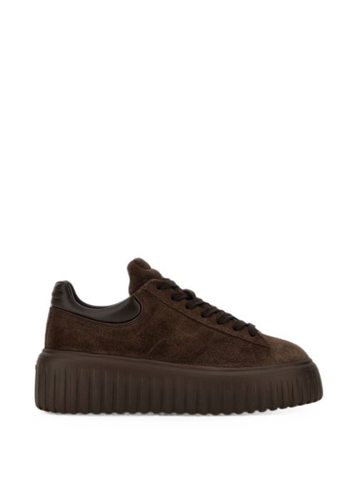 Sneakers donna Hogan H-Stripes testa di moro in crosta HOGAN | HXW6450FC6TPJQ0UV2.