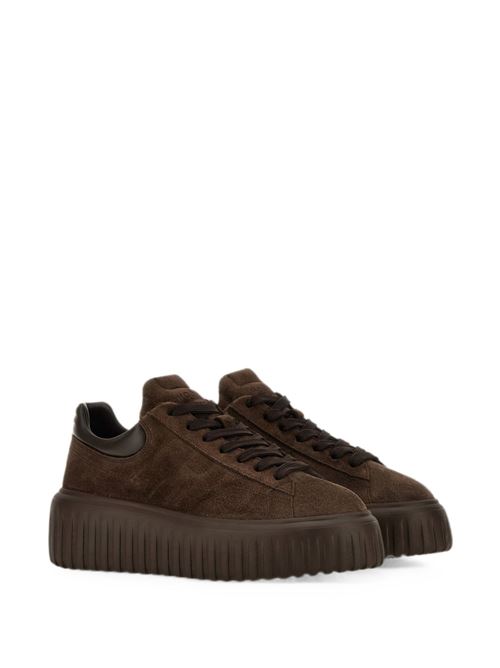Sneakers donna Hogan H-Stripes testa di moro in crosta HOGAN | HXW6450FC6TPJQ0UV2.
