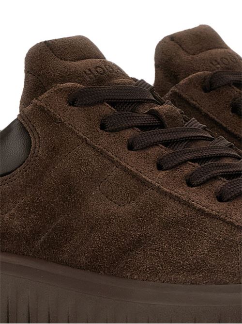 Sneakers donna Hogan H-Stripes testa di moro in crosta HOGAN | HXW6450FC6TPJQ0UV2.