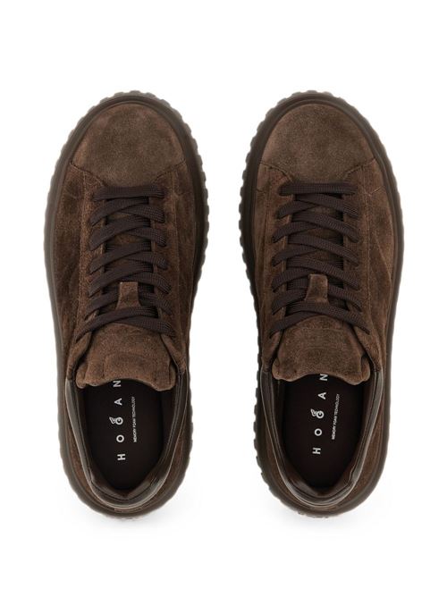 Sneakers donna Hogan H-Stripes testa di moro in crosta HOGAN | HXW6450FC6TPJQ0UV2.