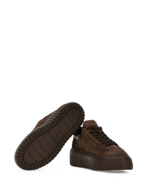 Sneakers donna Hogan H-Stripes testa di moro in crosta HOGAN | HXW6450FC6TPJQ0UV2.