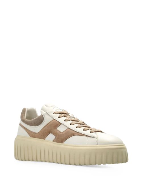 Sneakers donna Hogan H-Stripes panna e beige in pelle e suede HOGAN | HXW6450FE91N1M0R16.