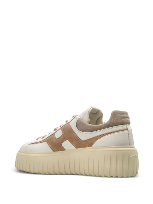 Sneakers donna Hogan H-Stripes panna e beige in pelle e suede HOGAN | HXW6450FE91N1M0R16.