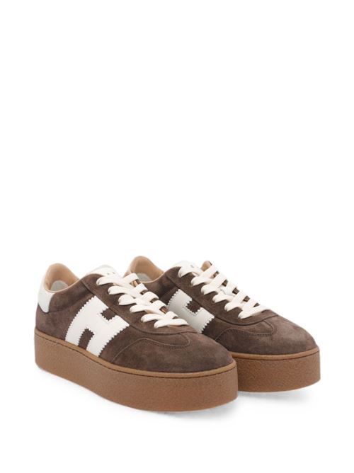 Sneakers donna Hogan Double Cool con zeppa marroni e panna in crosta HOGAN | HXW6980FB60UL60MB1.