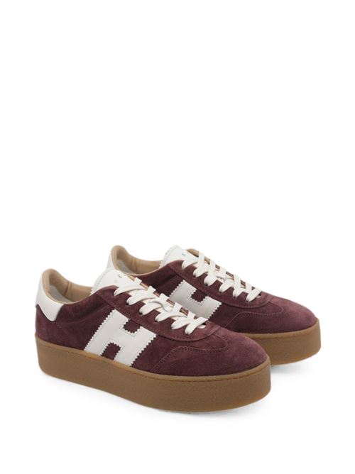 Sneakers donna Hogan Double Cool con zeppa bordeaux e bianco HOGAN | HXW6980FB60UL60UUJ.